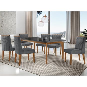 Conjunto Sala de Jantar Mesa Londrina e 6 cadeiras Nevada Rufato