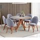Conjunto Sala de Jantar Mesa Redonda 137cm 6 Poltrona Grécia Madetal