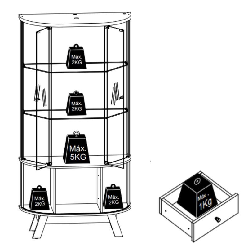 Cristaleira 4 Portas 2 Gavetas Moss Madetec