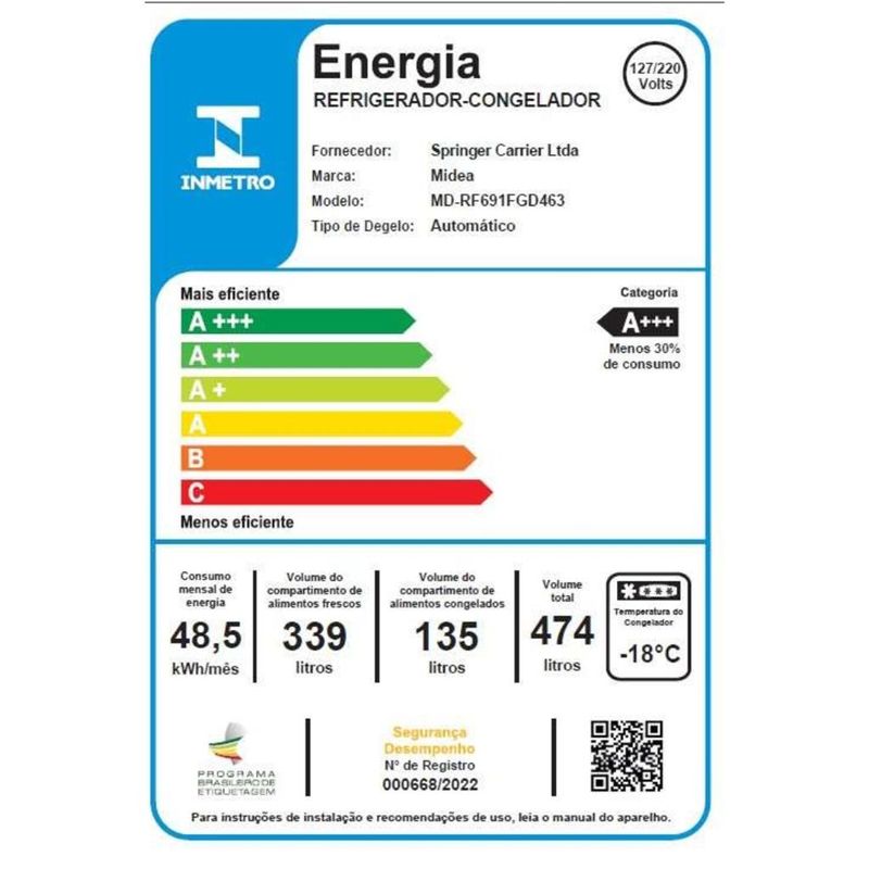 Geladeira-Midea-MDRF691FGD463-Inverter-Smart-Side-By-Side-474-Litros-