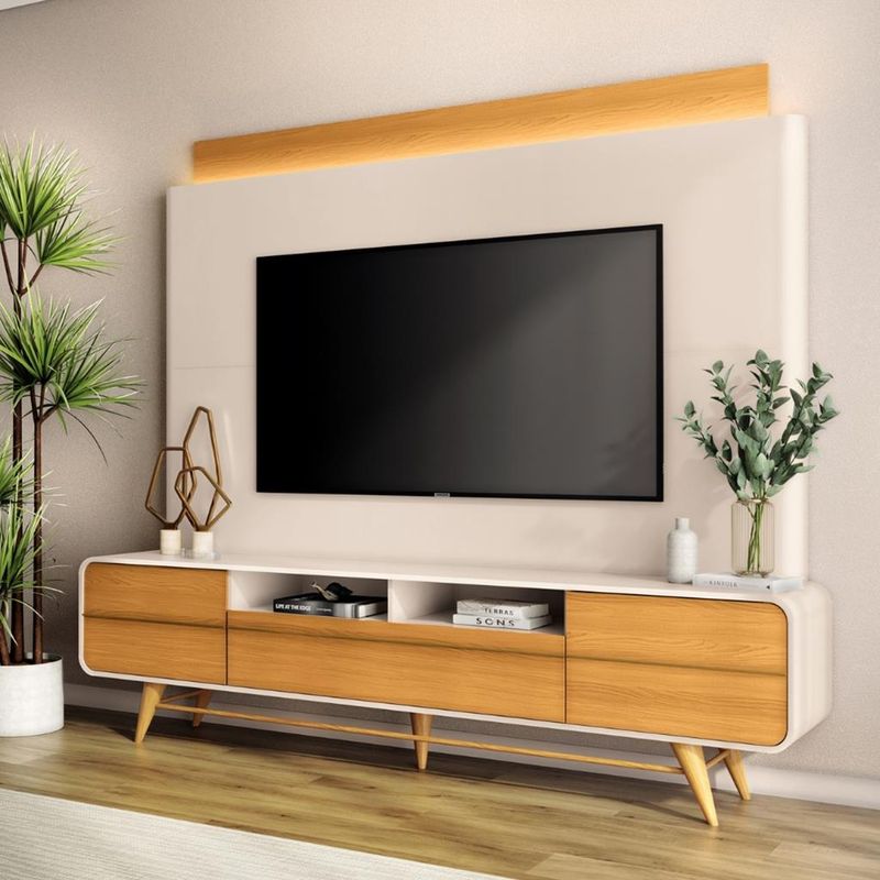 Rack-com-Painel-para-TV-ate-85-Polegadas-3-Portas-com-Pes-LED-Nobre-HB-Moveis