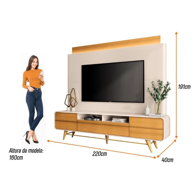 Rack-com-Painel-para-TV-ate-85-Polegadas-3-Portas-com-Pes-LED-Nobre-HB-Moveis