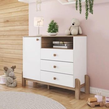 Cômoda de Bebê 3 Gavetas 1 Porta Ternura Henn