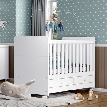 Berço Mini Cama 2 Gavetas com Rodízio Flex Aquarela Henn
