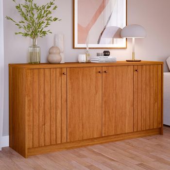 Aparador Buffet Ripado 4 Portas Em MDF Lia Cimol