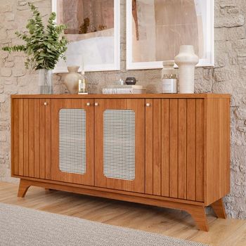 Aparador Buffet Ripado 4 Portas com Pés Em MDF Isa Cimol