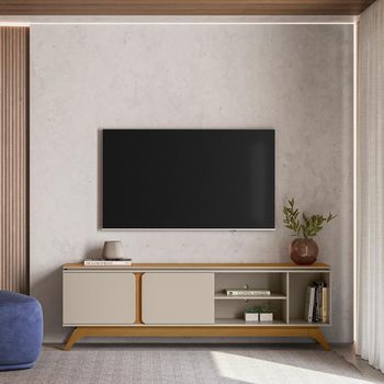 Rack para TV até 70 Polegadas 2 Portas com Pés de Madeira Istambul Linea Brasil