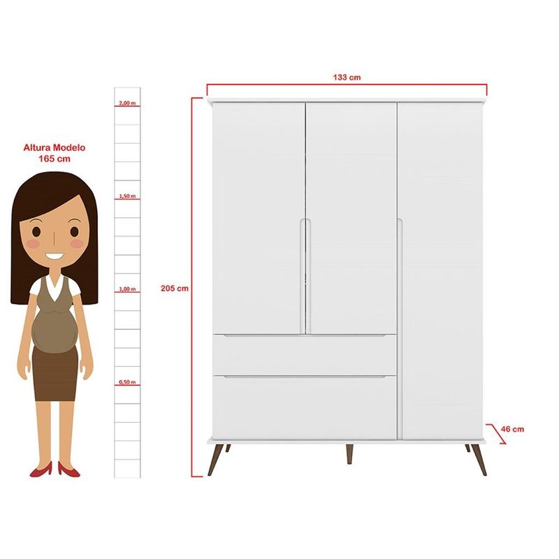 Guarda-Roupa-Infantil-3-Portas-2-Gavetas-com-Pes-Melinda-Phoenix-Baby