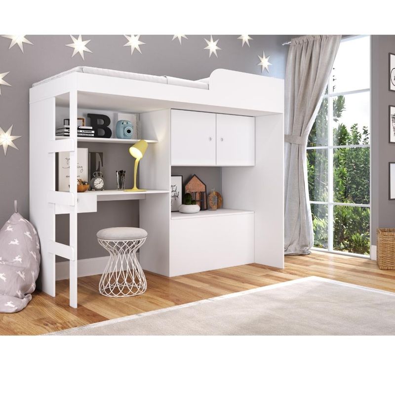 Cama-Infantil-Alta-Multifuncional-2-Portas-com-Bau-Lion-Art-in-Moveis-