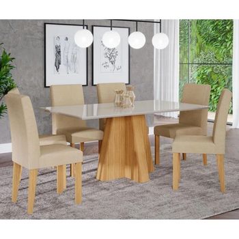 Conjunto Sala de Jantar Mesa Patricia 160cm 6 Cadeira Maia Cimol