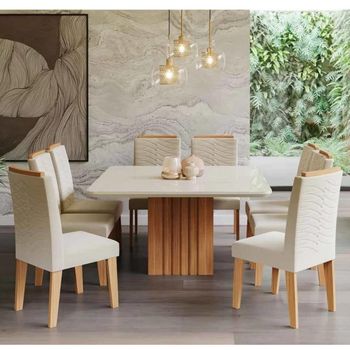 Conjunto Sala de Jantar Mesa Ana 8 Cadeira Clarice Cimol