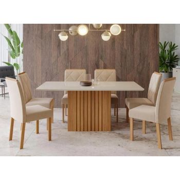 Conjunto Sala de Jantar Mesa Ana 180cm 6 Cadeira Fernanda Cimol