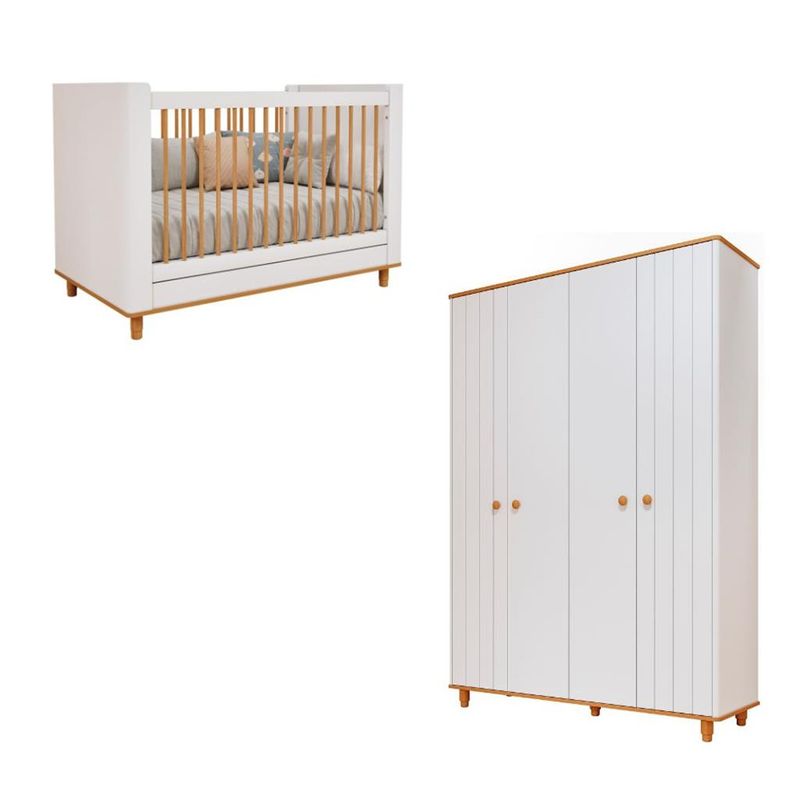 Quarto-de-Bebe-Completo-Berco-e-Guarda-Roupa-4-Portas-100--MDF-Livia-Permobili