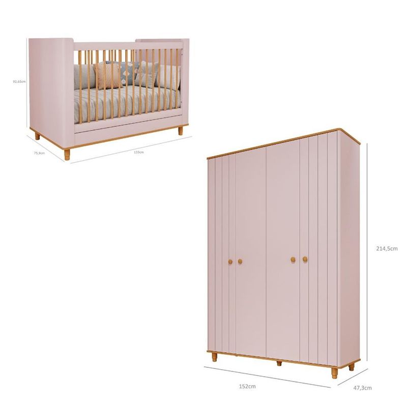 Quarto-de-Bebe-Completo-Berco-e-Guarda-Roupa-4-Portas-100--MDF-Livia-Permobili