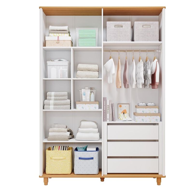 Quarto-de-Bebe-Completo-Berco-Guarda-Roupa-4-Portas-e-Comoda-4-Gavetas-100--MDF-Livia-Permobili