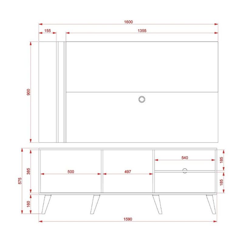 Rack com Painel para TV até 65 Polegadas 2 Portas Cronos Madetec