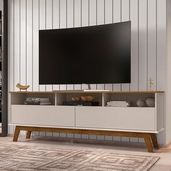 Rack para TV até 65 Polegadas 2 Portas com Pés de Madeira Elegant Bechara