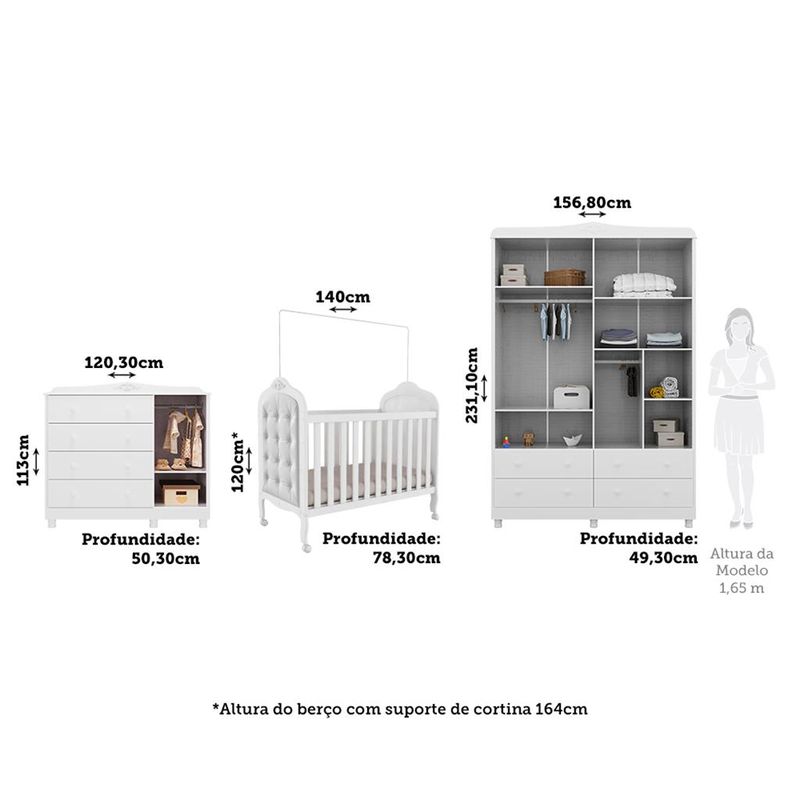 Quarto-de-Bebe-Completo-com-Berco-Mini-Cama-com-capitone-Guarda-Roupa-e-Comoda-100--MDF-Elo-New-Moveis-Peroba