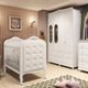 Quarto de Bebê com Berço Mini Cama com capitonê e Guarda Roupa 100% MDF Elô New Noah Móveis Peroba