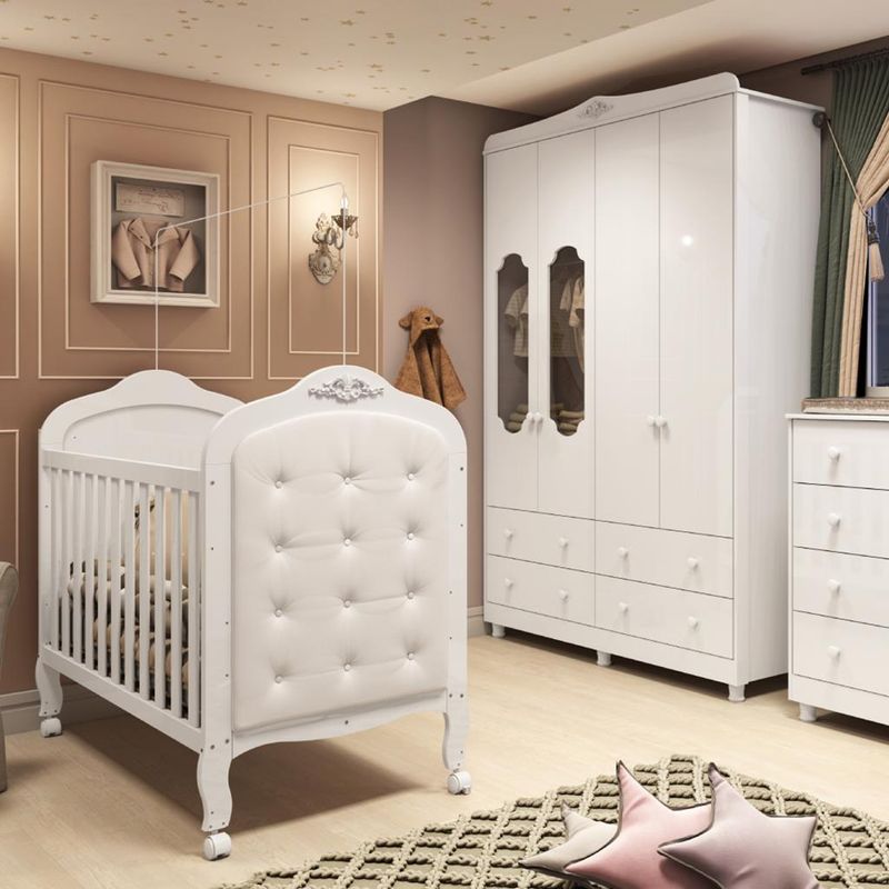 Quarto-de-Bebe-com-Berco-Mini-Cama-com-capitone-e-Guarda-Roupa-100--MDF-Elo-New-Noah-Moveis-Peroba