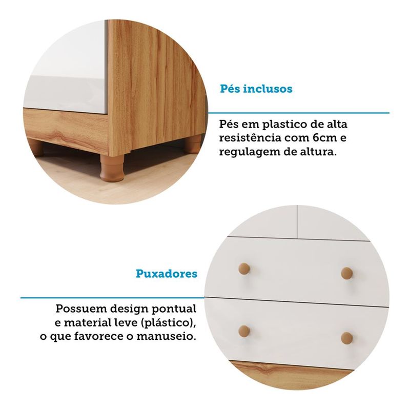 Quarto-de-Bebe-com-Guarda-Roupa-e-Comoda-100--MDF-Elo-New-Noah-Moveis-Peroba