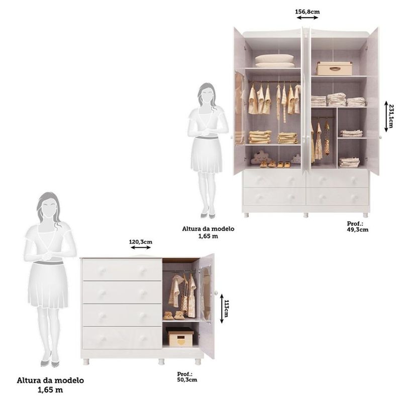 Quarto-de-Bebe-com-Guarda-Roupa-e-Comoda-100--MDF-Elo-New-Noah-Moveis-Peroba