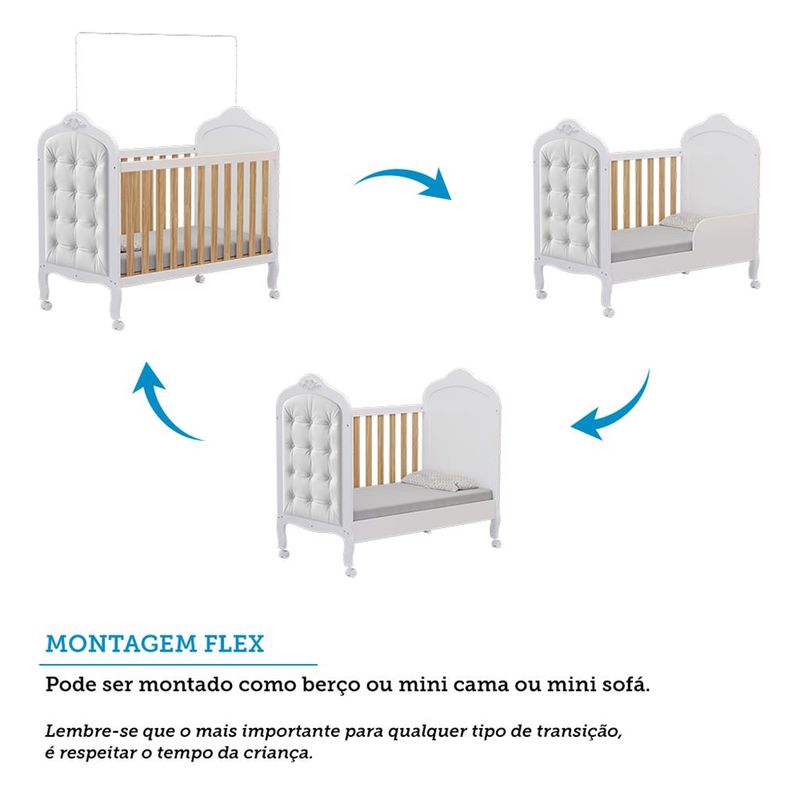 Quarto-de-Bebe-com-Berco-Min-Cama-com-Capitone-e-Comoda-100--MDF-Elo-New-Noah-Moveis-Peroba