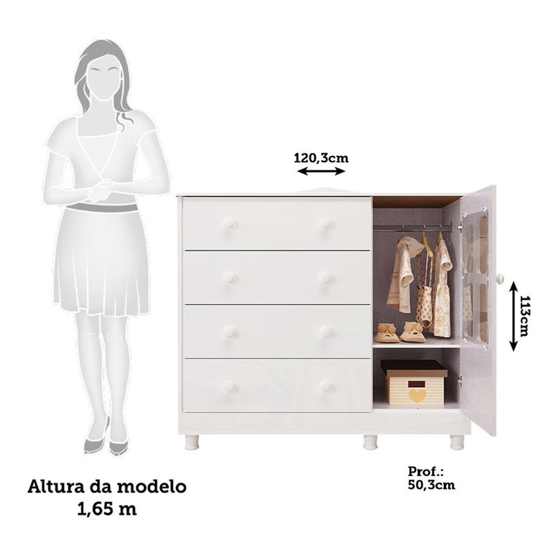 Quarto-de-Bebe-Completo-com-Berco-Mini-Cama--e-Comoda-100--MDF-com-Janela-Elo-New-Moveis-Peroba