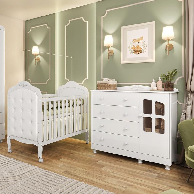 Quarto-de-Bebe-com-Berco-Mini-Cama-com-Capitone-MDF-Comoda-Elo-New-Moveis-Peroba
