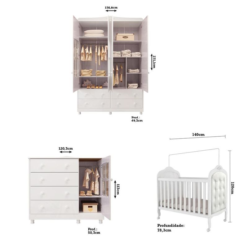 Quarto-de-Bebe-Completo-com-Berco-Mini-Cama-com-Capitone-Guarda-Roupa-e-Comoda-MDF-com-Janela-Elo-New-Moveis-Peroba