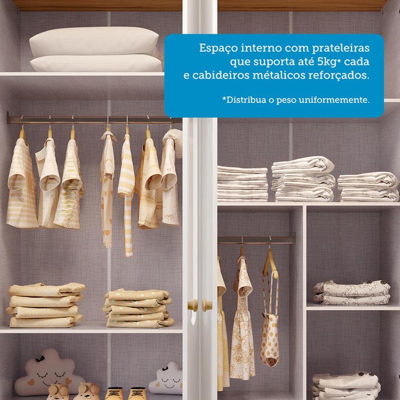 Quarto-Infantil-com-Guarda-Roupa-e-Comoda-com-Janelas-100--MDF-Elo-New-Moveis-Peroba
