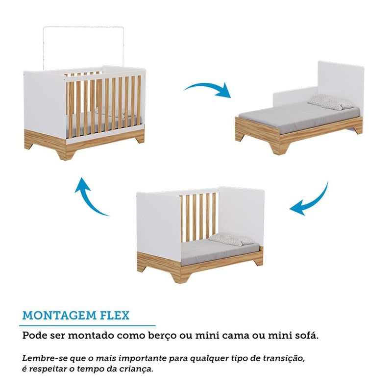 Berco-Mini-Cama-3-em-1-Americano-MDF-Popy-Retro-Moveis-Peroba-com-Colchao-Gazin