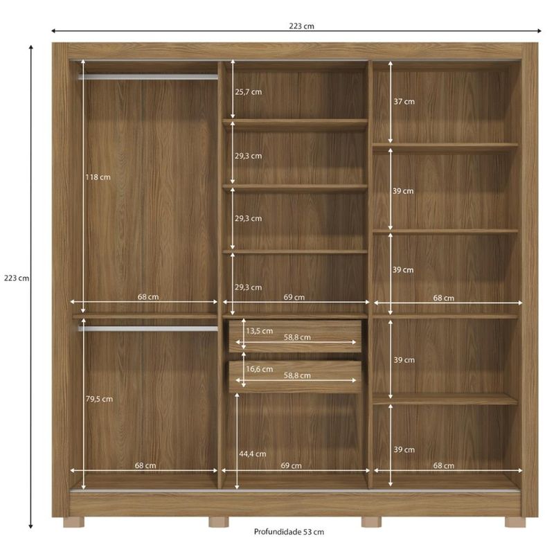 Guarda-Roupa-Casal-com-Espelho-3-Portas-de-Correr-2-Gavetas-CB07M570-Kappesberg