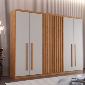 Guarda Roupa Casal Ripado 6 Portas em MDF Denver Rufato
