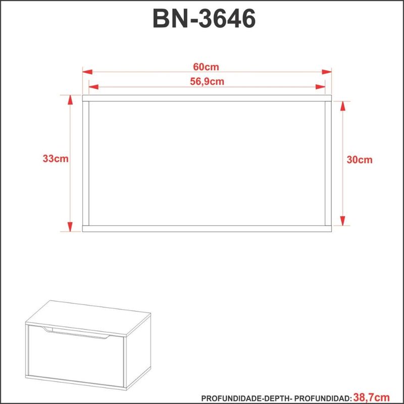 Armário Para Banheiro 1 Porta BN3646 Tecno Mobili