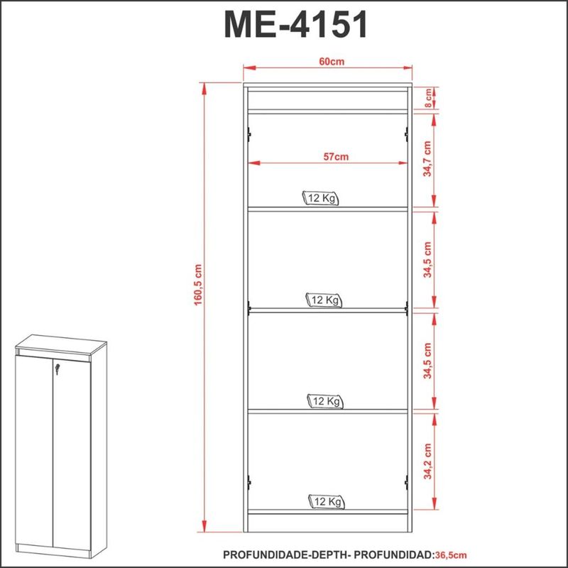 Estante-para-Escritorio-2-Portas-com-Chave-ME4151-Tecno-Mobili