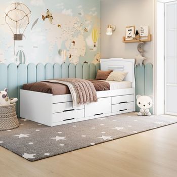 Cama  Infantil Solteiro com 5 Gavetas Julia Conquista Móveis