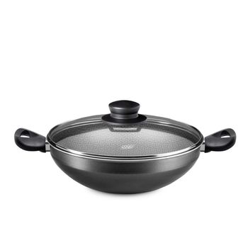 Panela Wok MTA Supra Antiaderente Tampa de Vidro com Alça N28 4,3L