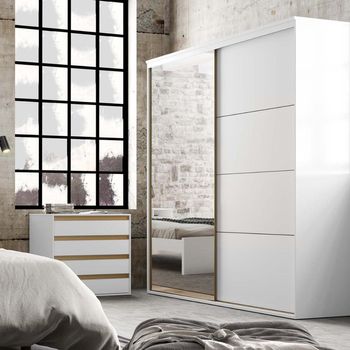 Guarda Roupa Casal com Espelho 2 portas de Correr Em MDF Eleganza Belmax