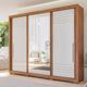 Guarda Roupa Casal com Espelho e Pés 3 Portas de Correr 100% MDF Vitoria Panan