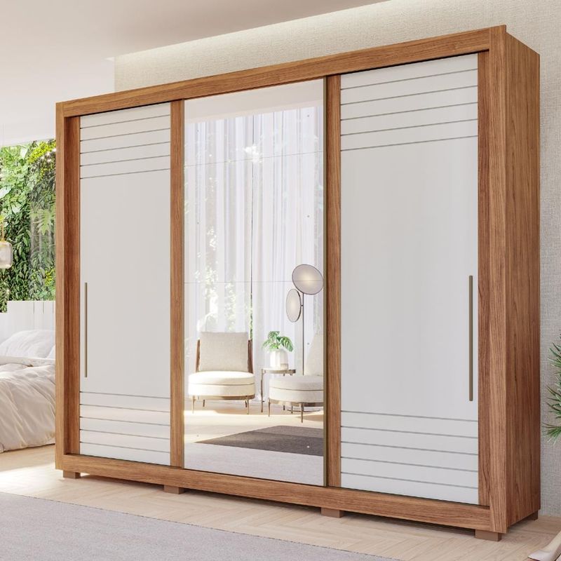 Guarda-Roupa-Casal-com-Espelho-e-Pes-3-Portas-de-Correr-100--MDF-Vitoria-Panan-
