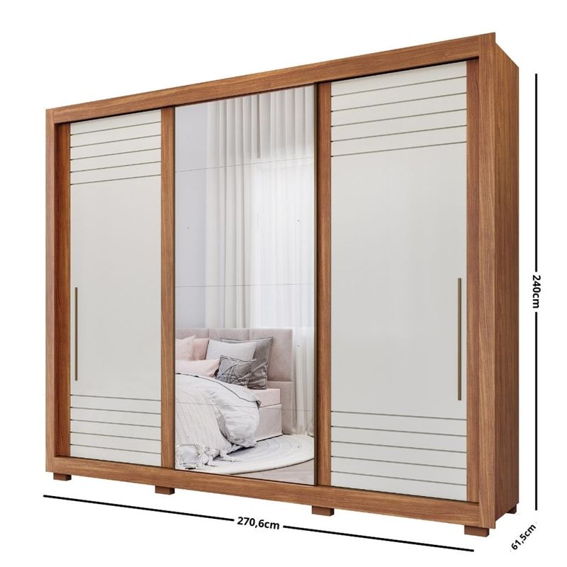 Guarda-Roupa-Casal-com-Espelho-e-Pes-3-Portas-de-Correr-100--MDF-Vitoria-Panan-