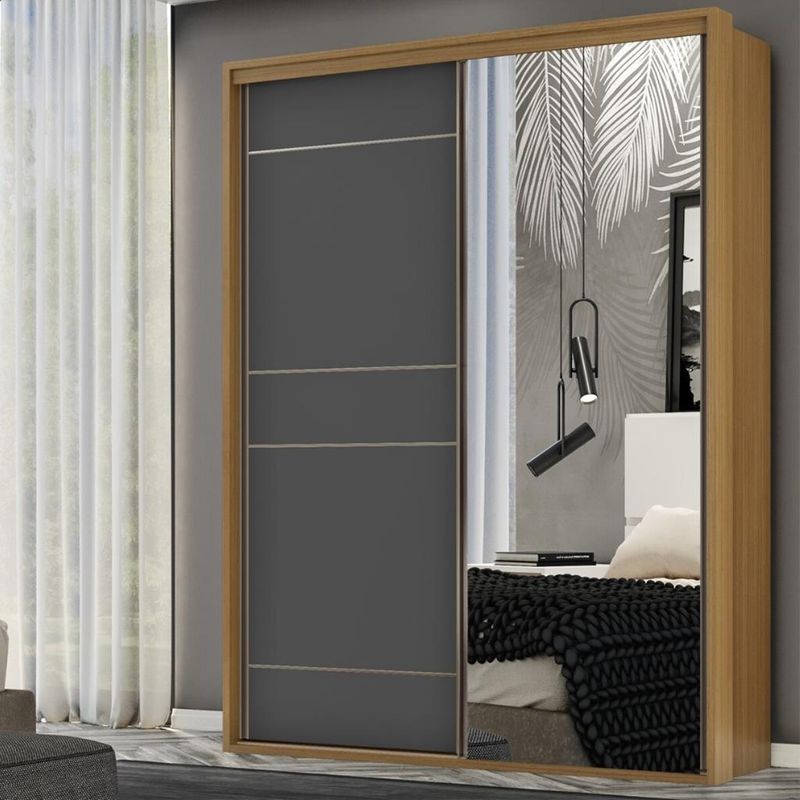 Guarda-Roupa-Casal-com-Espelho-2-Portas-de-Correr-100--MDF-Qualita-Belmax