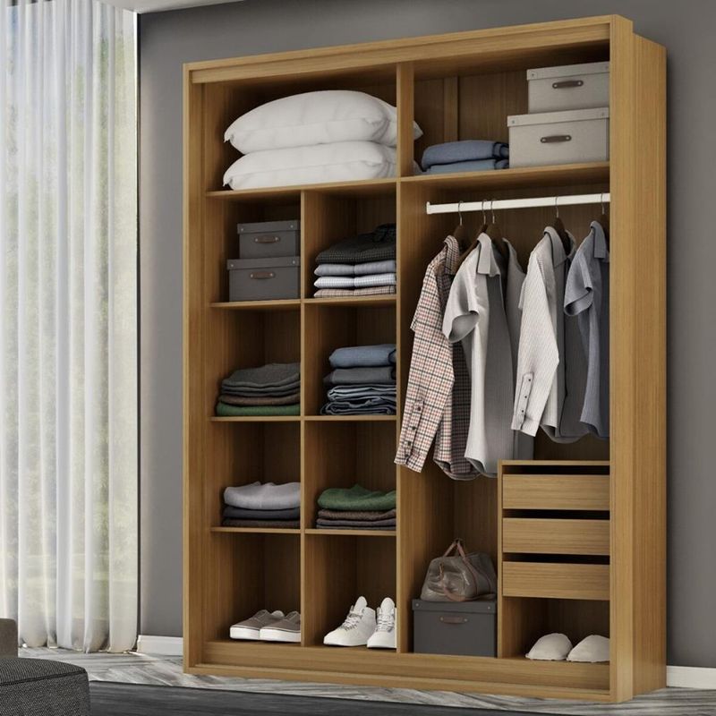 Guarda-Roupa-Casal-com-Espelho-2-Portas-de-Correr-100--MDF-Qualita-Belmax