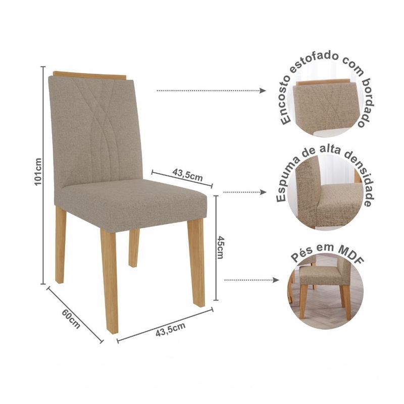 Conjunto 2 Cadeiras 100 % MDF Nicole Cimol