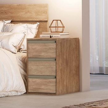Mesa de Cabeceira 3 Gavetas Em MDF  Select Belmax