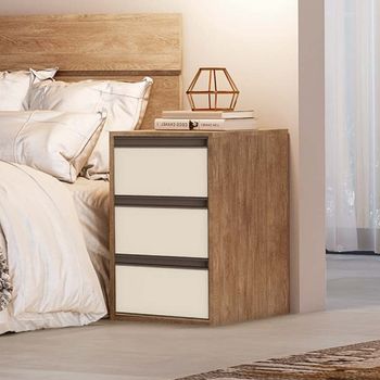 Mesa de Cabeceira 3 Gavetas Em MDF Select Belmax