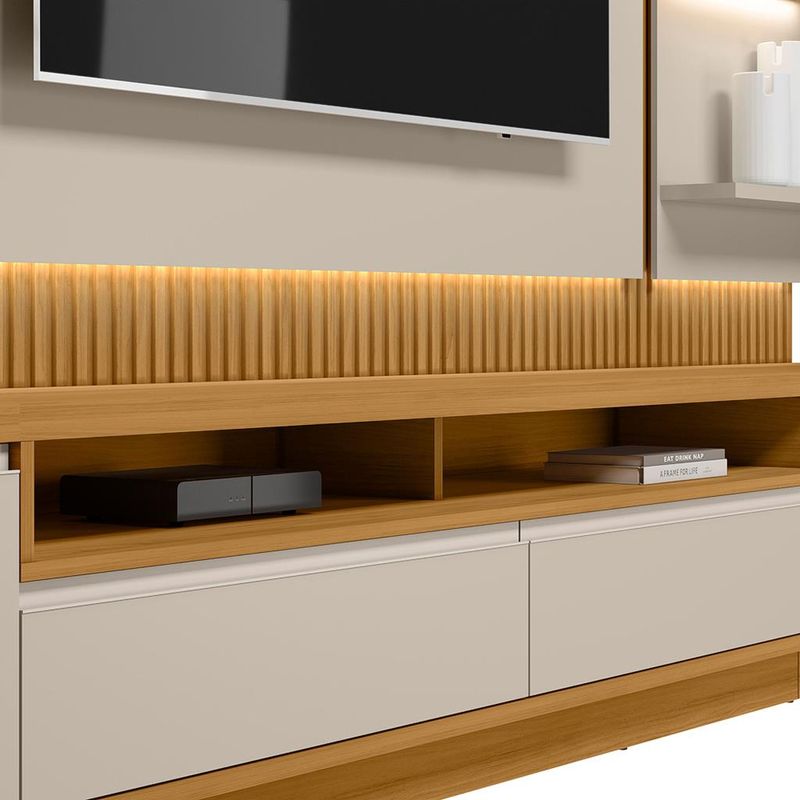 Rack-com-Painel-para-TV-de-ate-70-Polegadas-1-Porta-2-Gavetas-Ripado-LED-Sao-Paulo-Linea-Brasil-