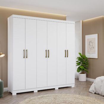 Guarda Roupa Casal com Pés 6 Portas 100%MDF Clara Panan