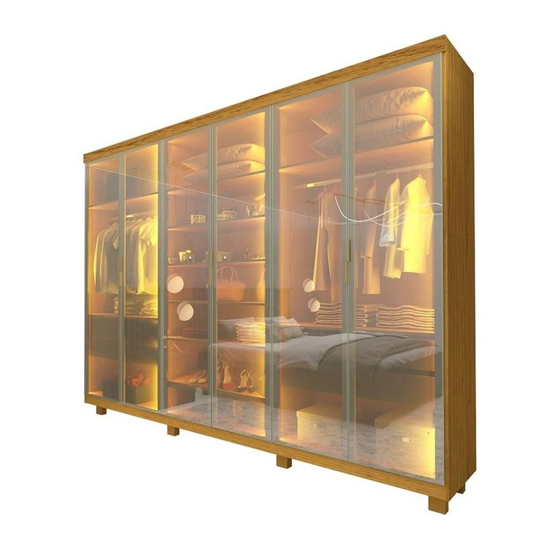 Guarda-Roupa-Casal-com-Vidro-Reflecta-LED-e-Pes-6-Portas-100--MDF-Imperatriz-Gelius